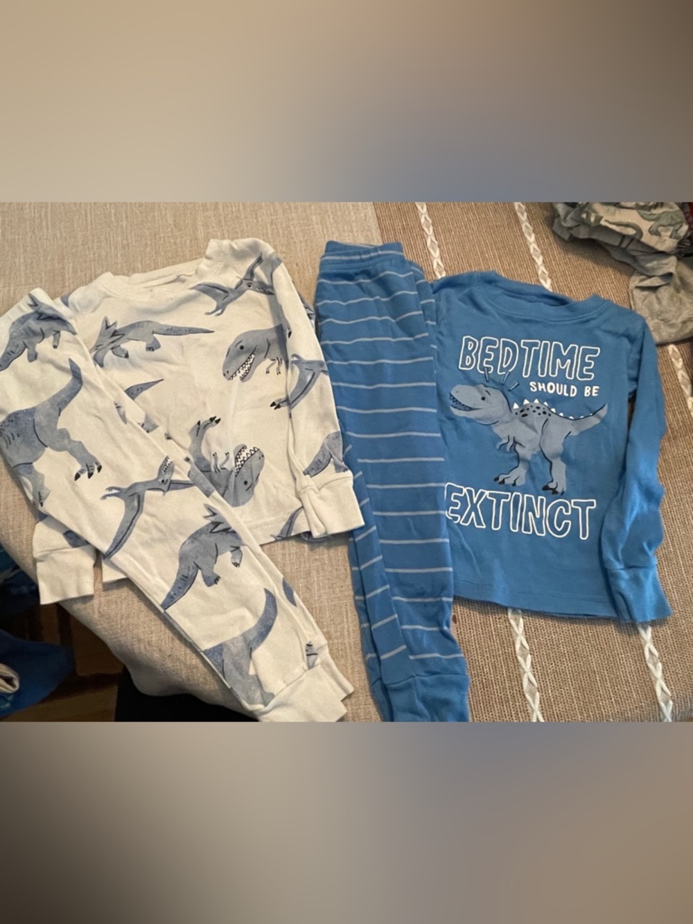 Carter's Blue & White Dinosaur Pajama Sets - Long Sleeve Top & Pants